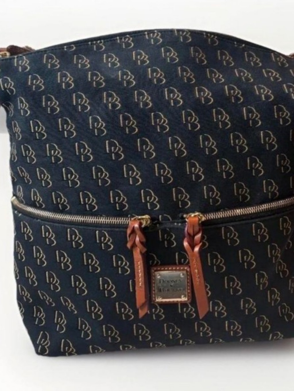 Rare Matching Set- Dooney & Bourke Black Monogram Large Domed Satchel & Wristlet
